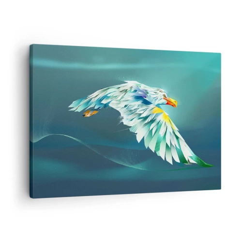 Schilderen op canvas - Abstracte adelaar in vlucht tegen een turquoise lucht - 70x50cm - De adelaar van je vluchten is de kracht - Moderne wanddecoratie voor woonkamer en slaapkamer ARTTOR