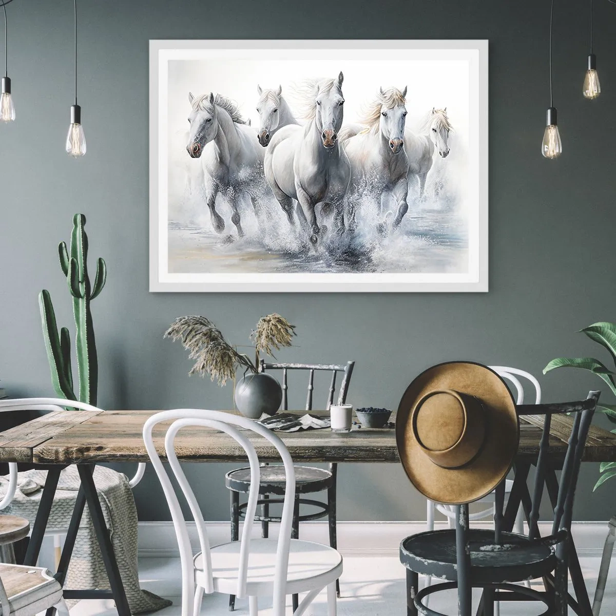 Poster in een witte lijst - Witte magie - 100x70 cm