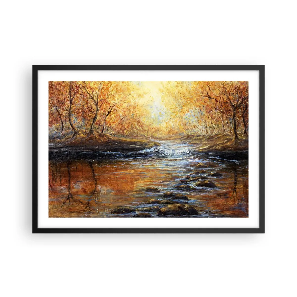 Poster in een zwarte lijst - De gouden stroom - 70x50 cm