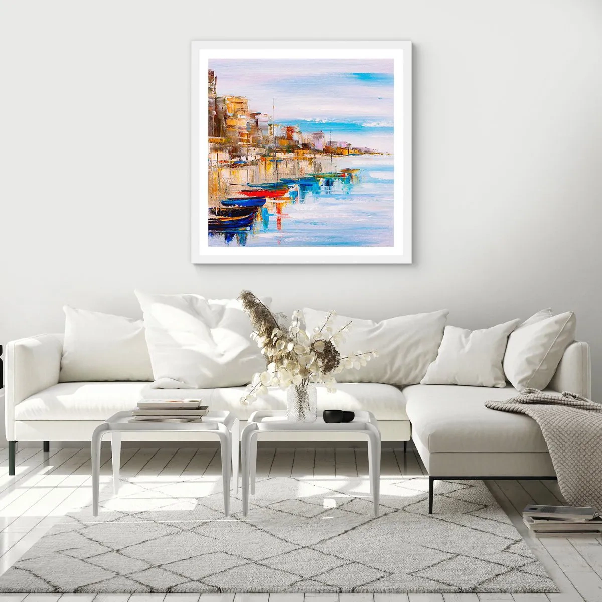 Poster in een witte lijst - Een veelkleurig stedelijk toevluchtsoord - 60x60 cm