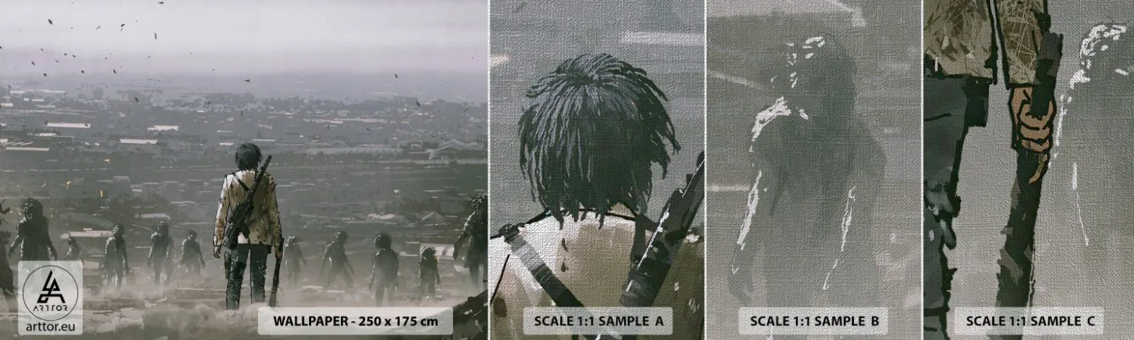 Fotobehang Monster Premium Canvas - Laatste Rechtvaardige? - Abstractie, Fantasie, Leger - 100x30 cm