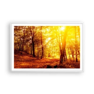 Poster in een witte lijst - Op weg naar de gouden open plek - 91x61 cm