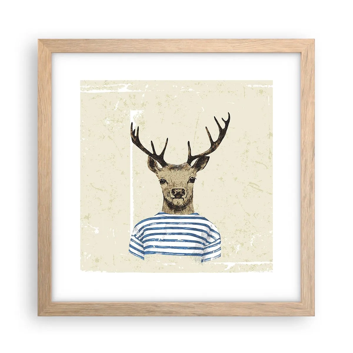 Een poster in een licht eiken lijst - Omdat ik van gestreepte t-shirts hou! - 30x30 cm