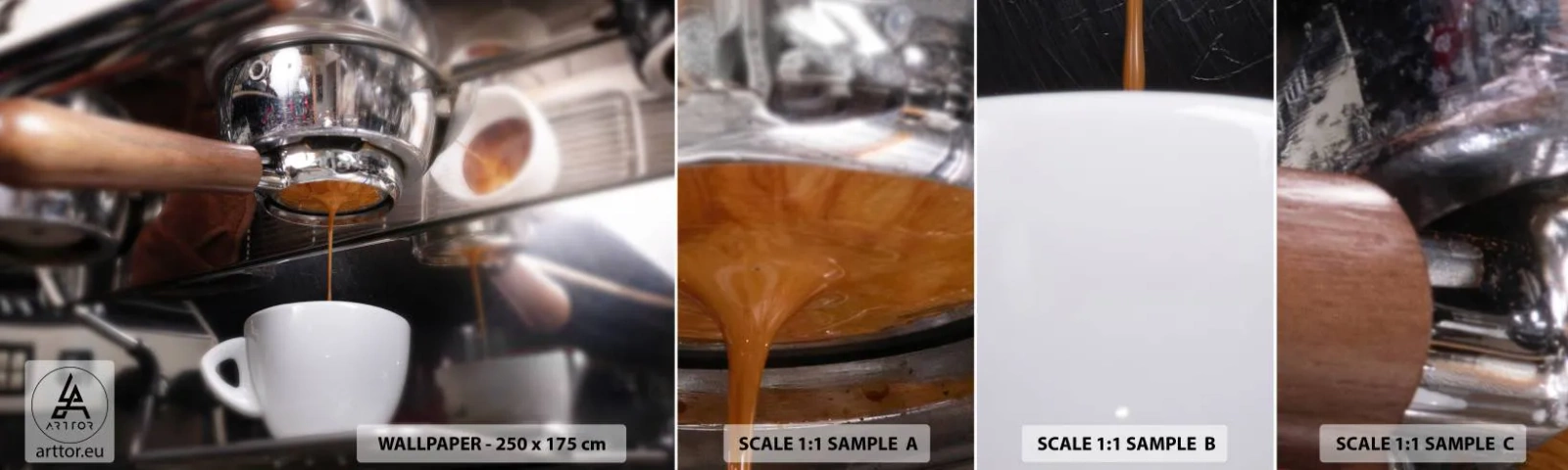 Fotobehang Monster Zelfklevend Deluxe Sticker - Goede tijd van de dag - Koffie, Koffiezetapparaat, Barista - 100x30 cm