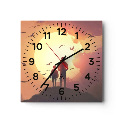 Wandklok - Klok - Oog in oog met de zon - 40x40 cm