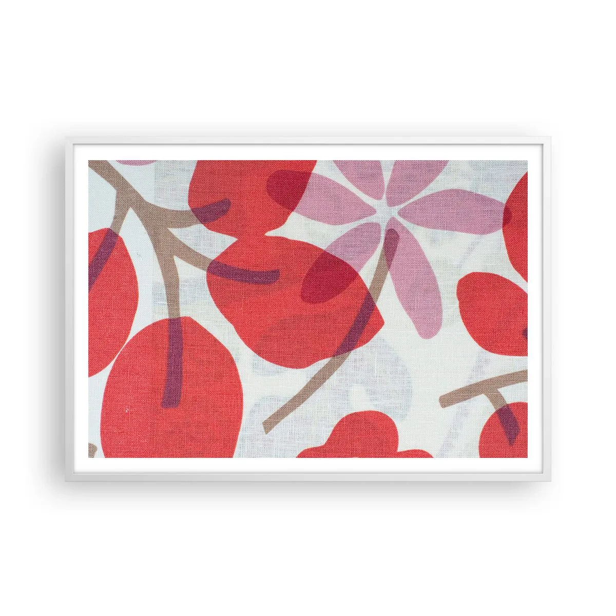 Poster in een witte lijst - Bloemstuk in roze - 100x70 cm