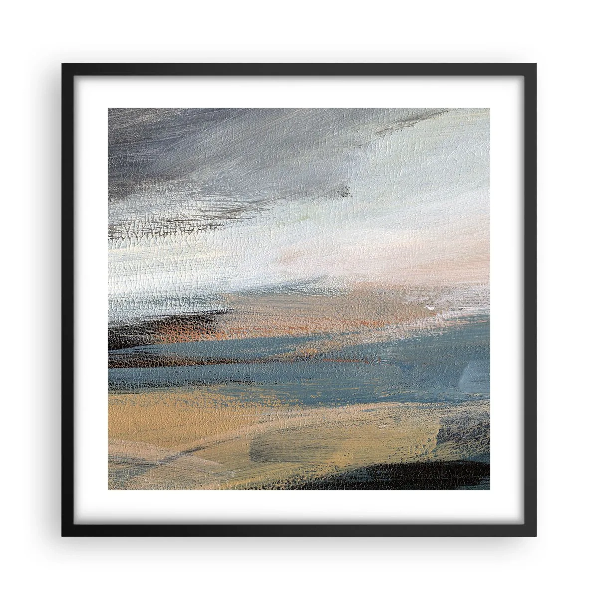 Poster in een zwarte lijst - Abstractie: noordelijk landschap - 50x50 cm