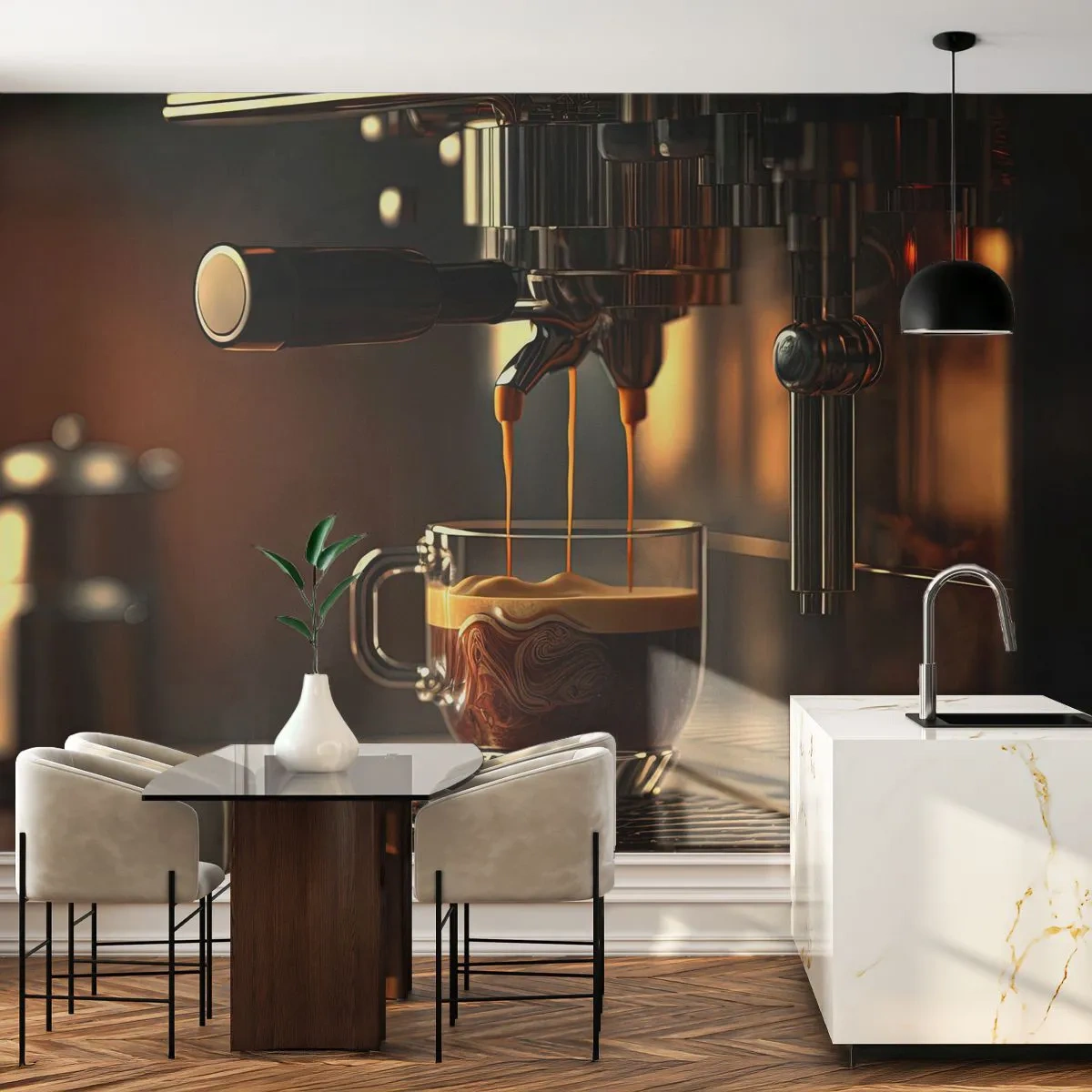 Fotobehang Standard Eco - Een sensuele mix - Koffie, Koffiezetapparaat, Gastronomie - 400x280 cm