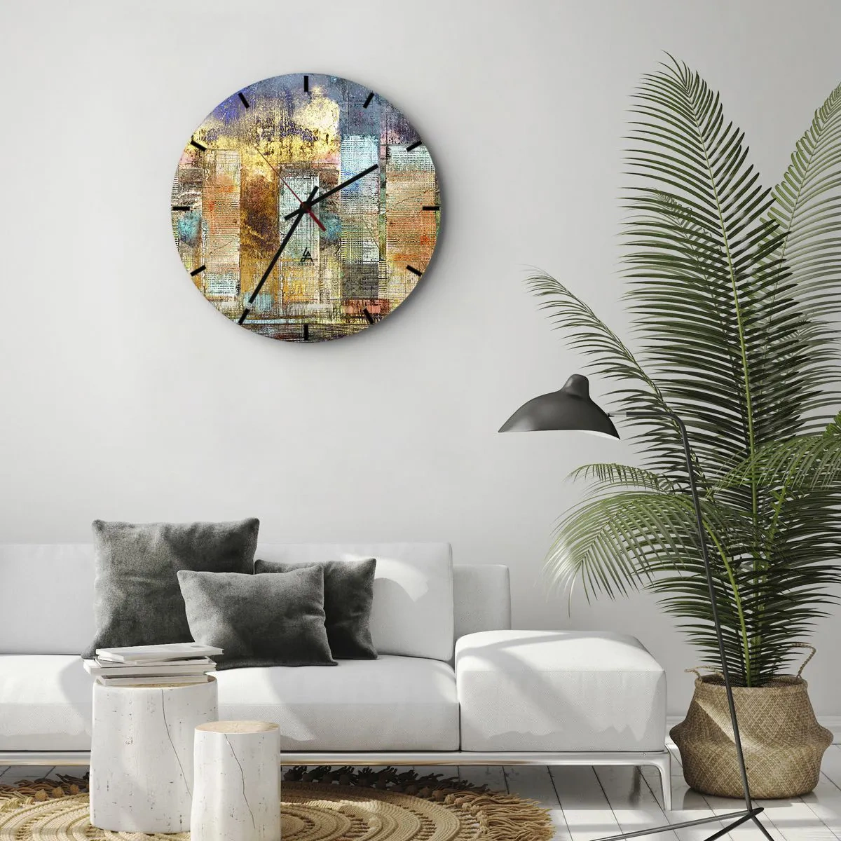 Wandklok - Klok - Een zonnige metropool - 30x30 cm