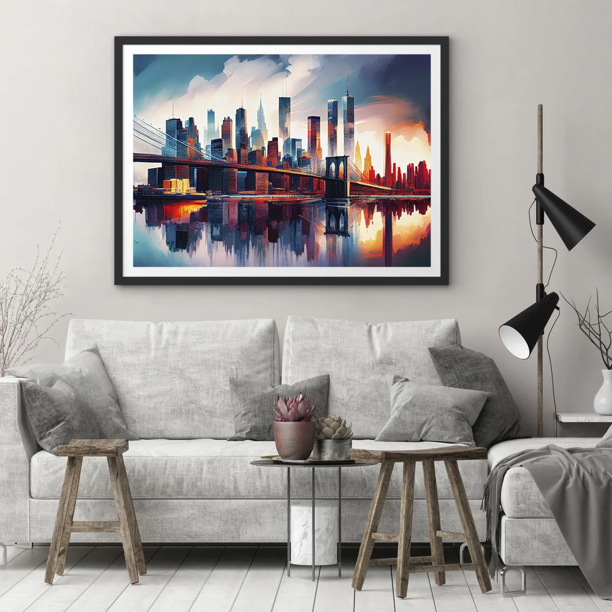 Poster in een zwarte lijst - Een droomachtig New York - 40x30 cm