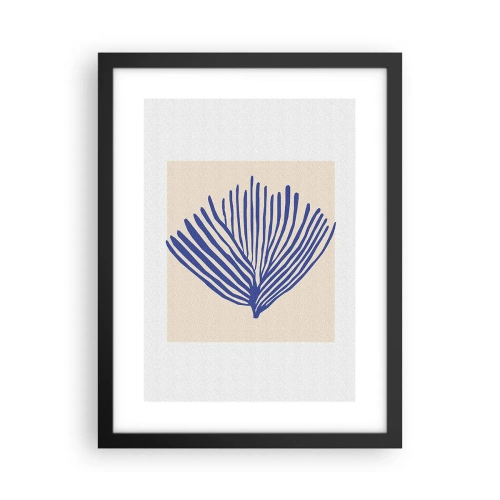 Poster in een zwarte lijst - Blauwe waaier - 30x40 cm