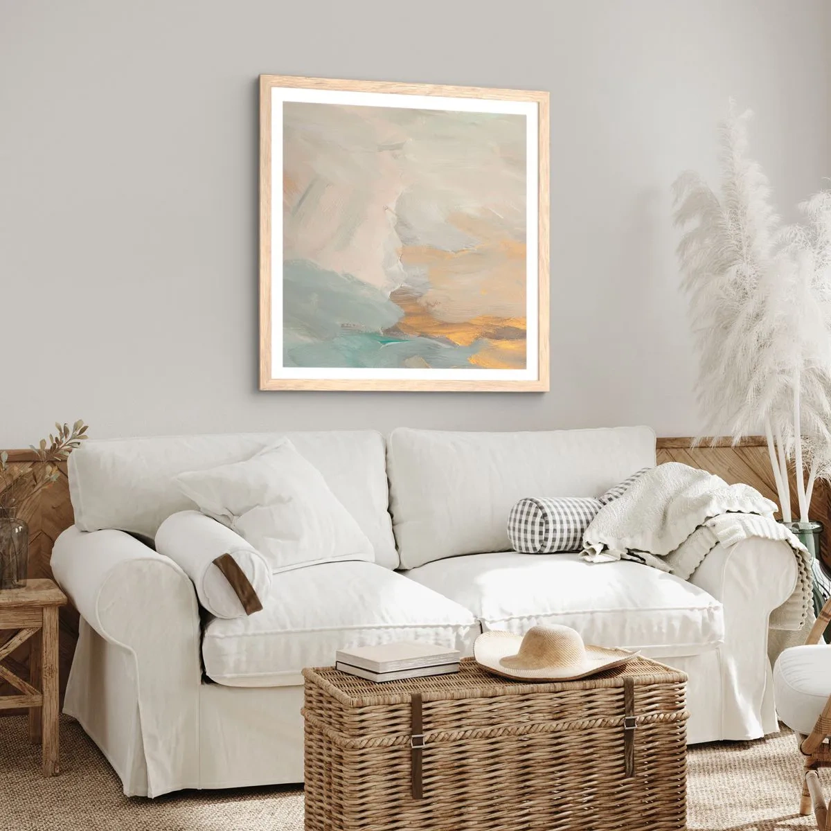 Een poster in een licht eiken lijst - Abstractie – het land van zachtheid - 30x30 cm