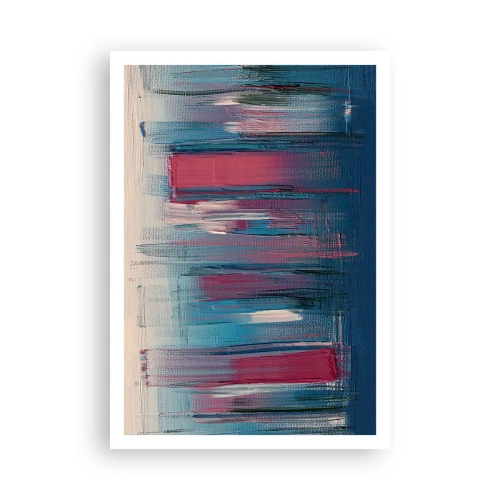Poster - Verticale compositie in blauw en rood - 70x100 cm