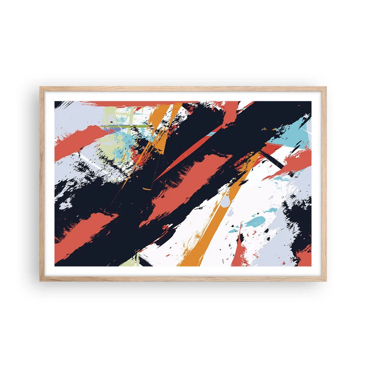 Een poster in een licht eiken lijst - Dynamische compositie - 91x61 cm
