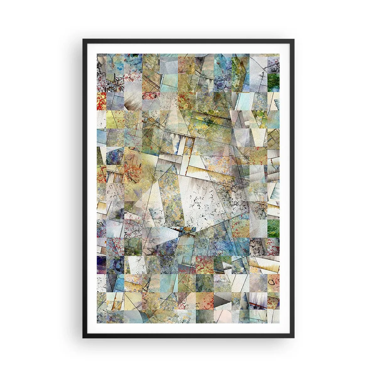 Poster in een zwarte lijst - Geometrische schuifeling - 70x100 cm