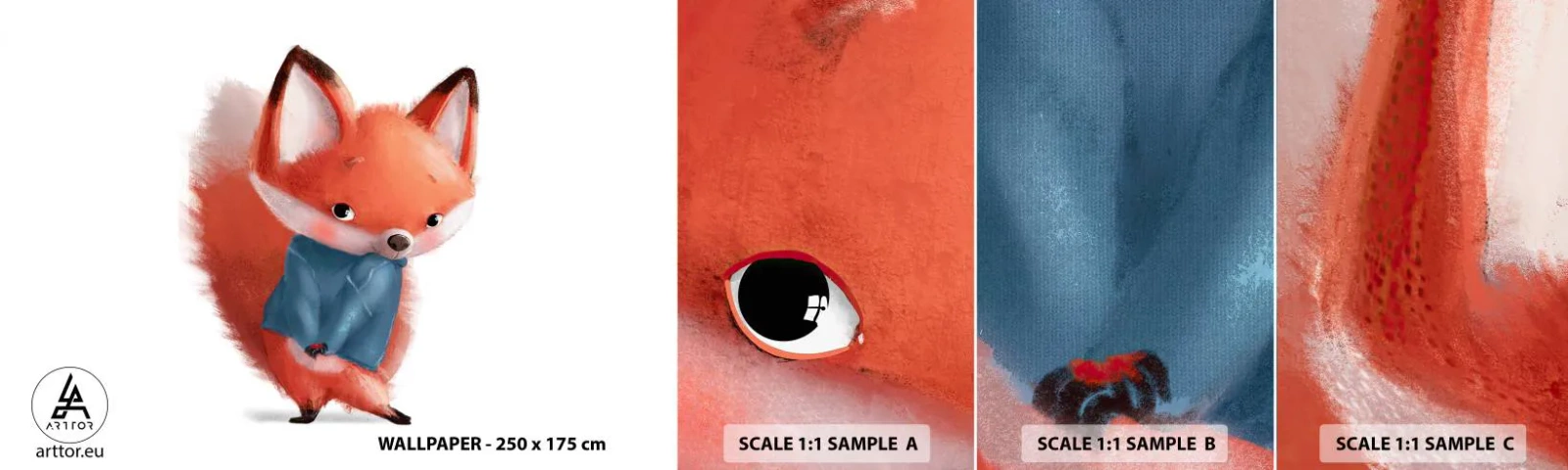 Fotobehang Monster Zelfklevend Deluxe Sticker - Past het bij me? - Voor kinderen, Vos, Sprookje - 100x30 cm