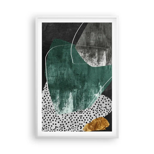 Poster in een witte lijst - Kleurrijke abstractie met bladgoud - 61x91 cm