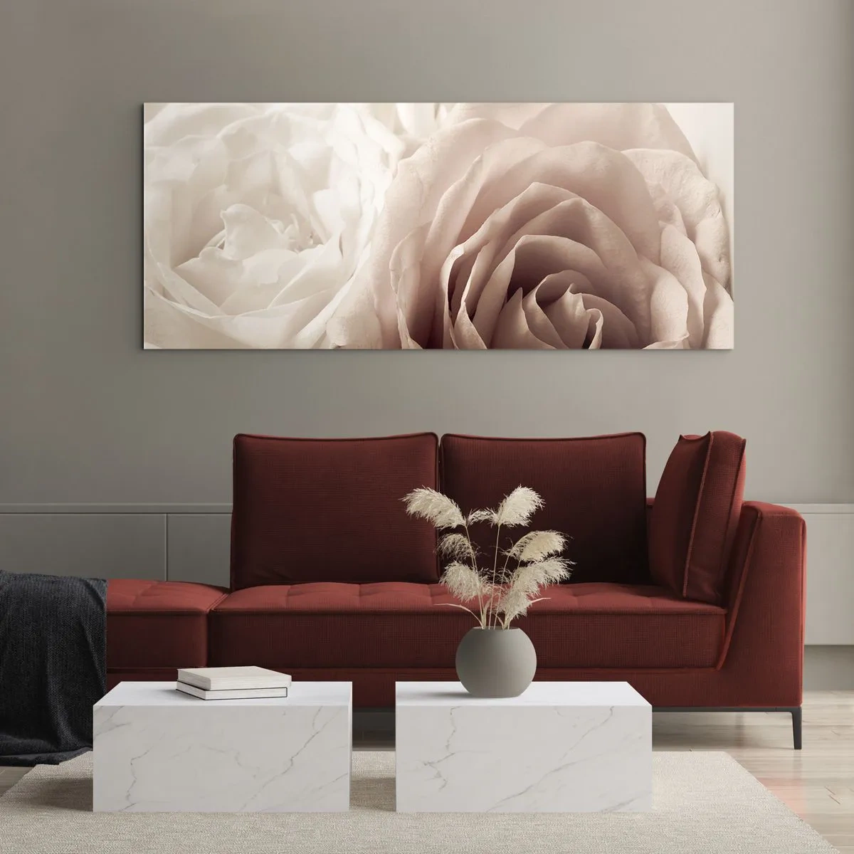 Schilderen op glas - In het hart van een roos - 100x40 cm