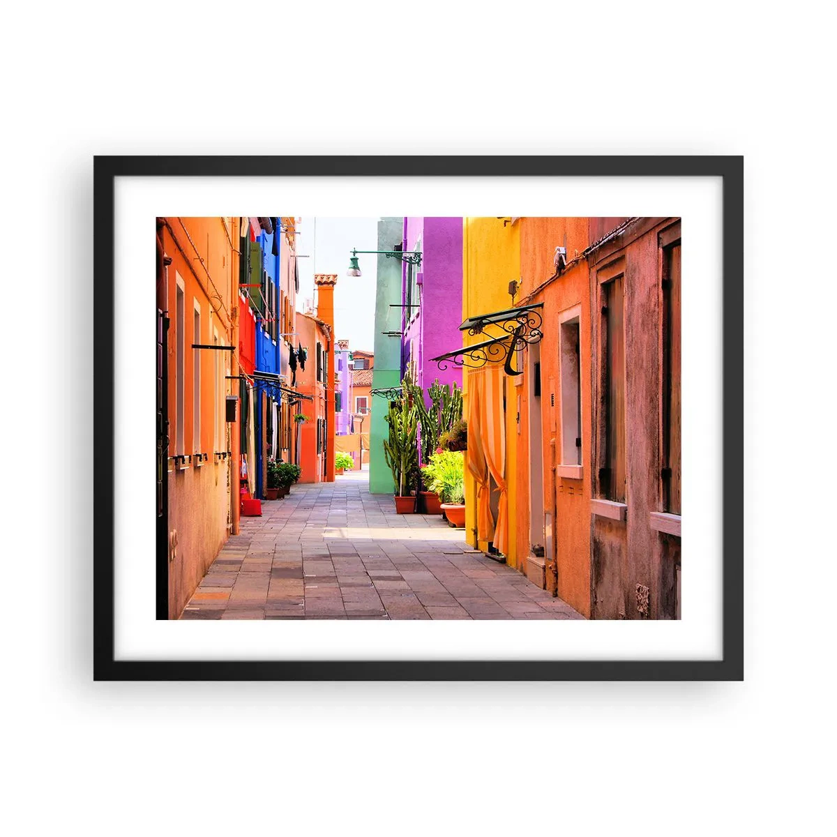 Poster in een zwarte lijst - Regenboogsteeg - 50x40 cm
