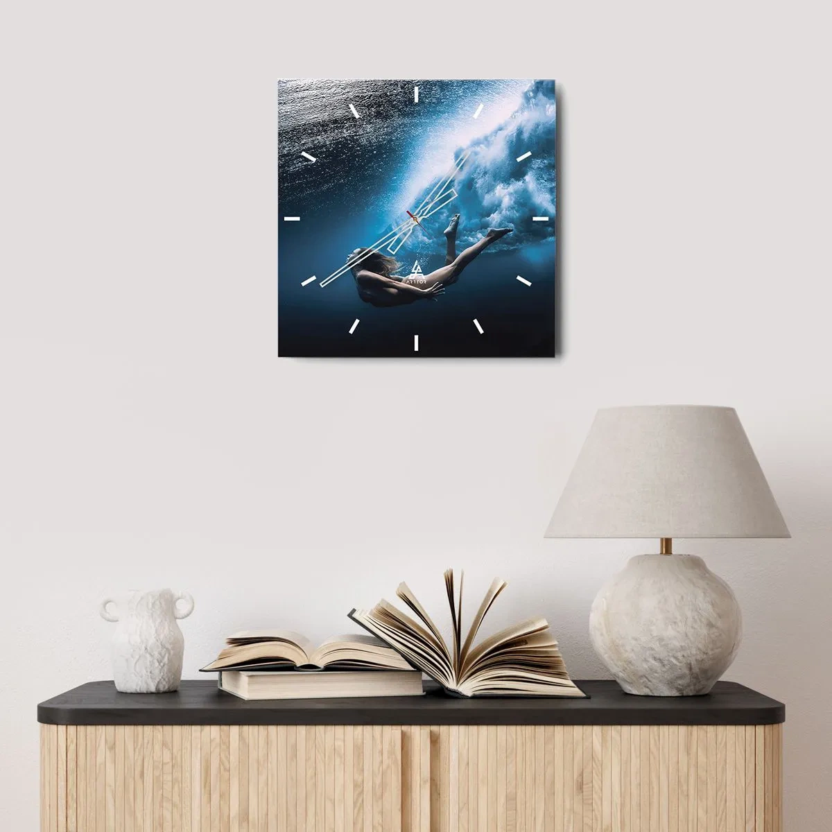 Wandklok - Klok - Een moderne zeemeermin - 30x30 cm