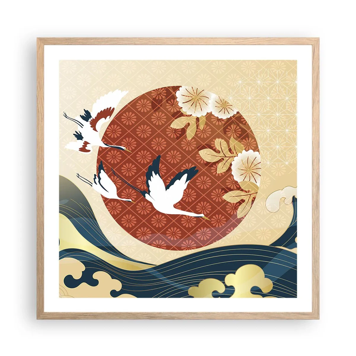 Een poster in een licht eiken lijst - Japans sprookje - 60x60 cm