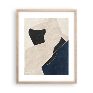 Een poster in een licht eiken lijst - Abstracte compositie – kleurcontrast - 40x50 cm
