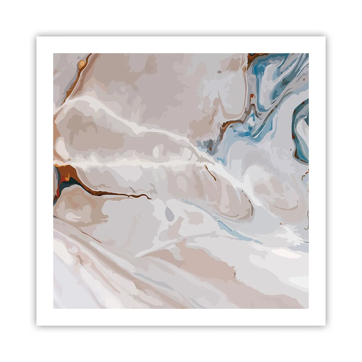 Poster - Blauw kronkelt onder het wit - 60x60 cm