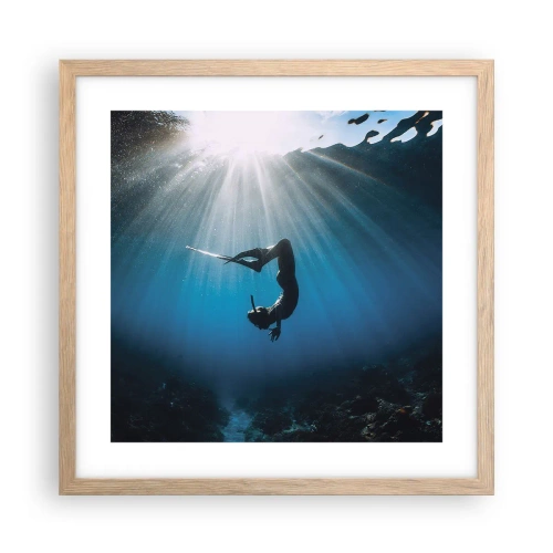 Een poster in een licht eiken lijst - onderwaterdans - 40x40 cm