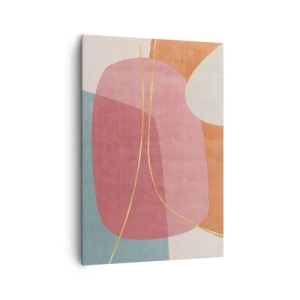 Schilderen op canvas - Pastelkleurcompositie met gouddraad - 70x100 cm