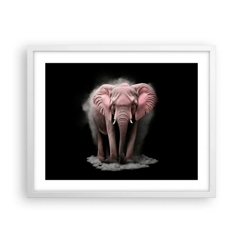 Poster in een witte lijst - Denk niet aan een roze olifant! - 50x40 cm