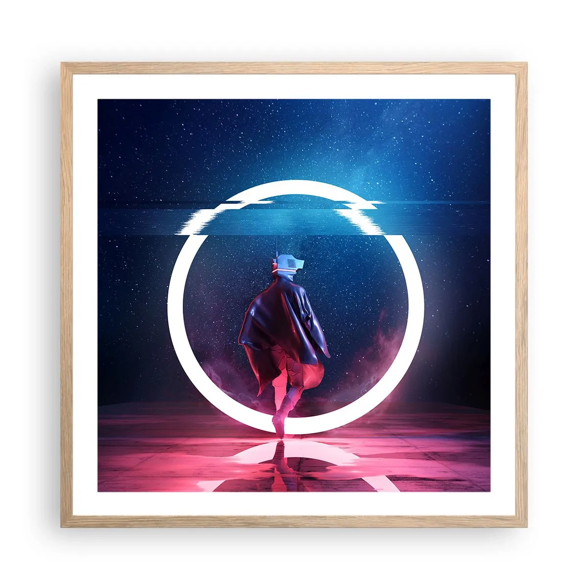 Een poster in een licht eiken lijst - Tussen werelden - 60x60 cm