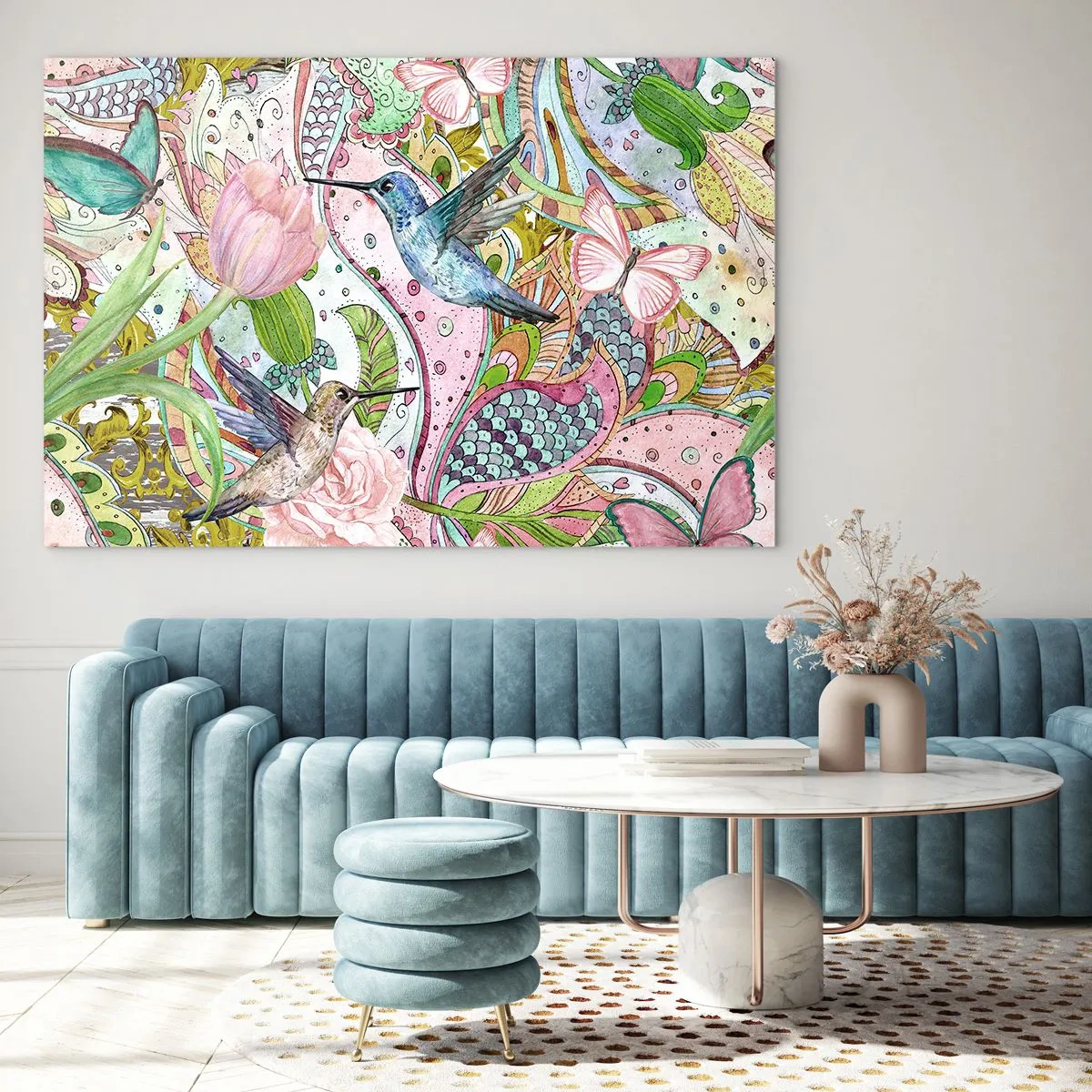 Schilderen op glas - Verstrikt in wijnstokken - 100x70 cm