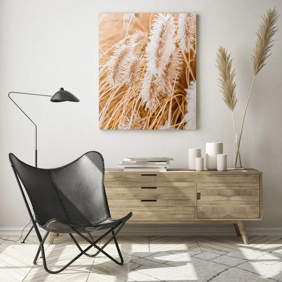 Schilderen op glas - Het gouden geritsel van het gras - 50x70 cm