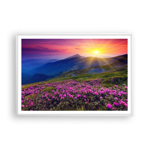 Poster in een witte lijst - … En eromheen ruikt het naar bergdennen en de geur van kruiden - 100x70 cm