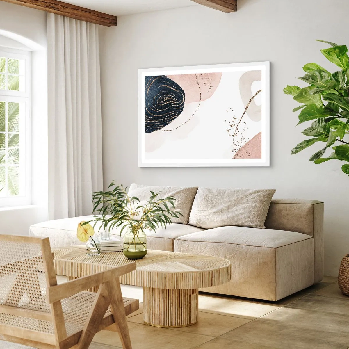 Poster in een witte lijst - Alles vloeit - 100x70 cm