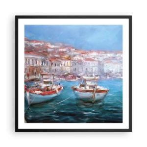 Poster in een zwarte lijst - Italiaanse baai - 60x60 cm