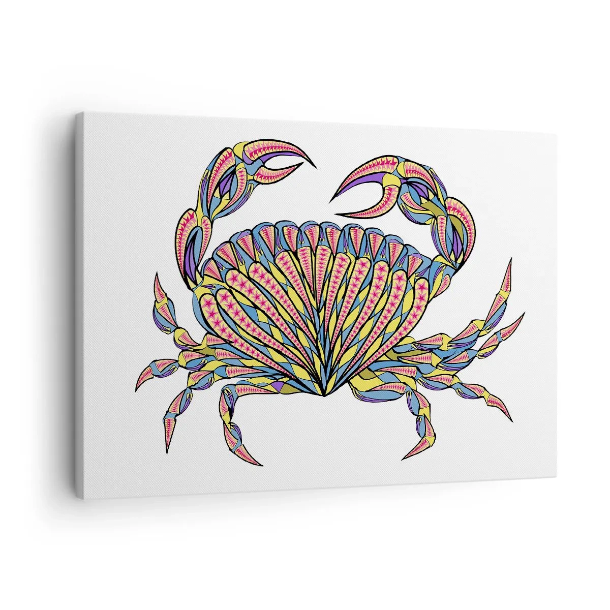 Schilderen op canvas - Kleurrijke krab in artistieke stijl - 70x50cm - Zee sieraden - Moderne wanddecoratie voor woonkamer en slaapkamer ARTTOR
