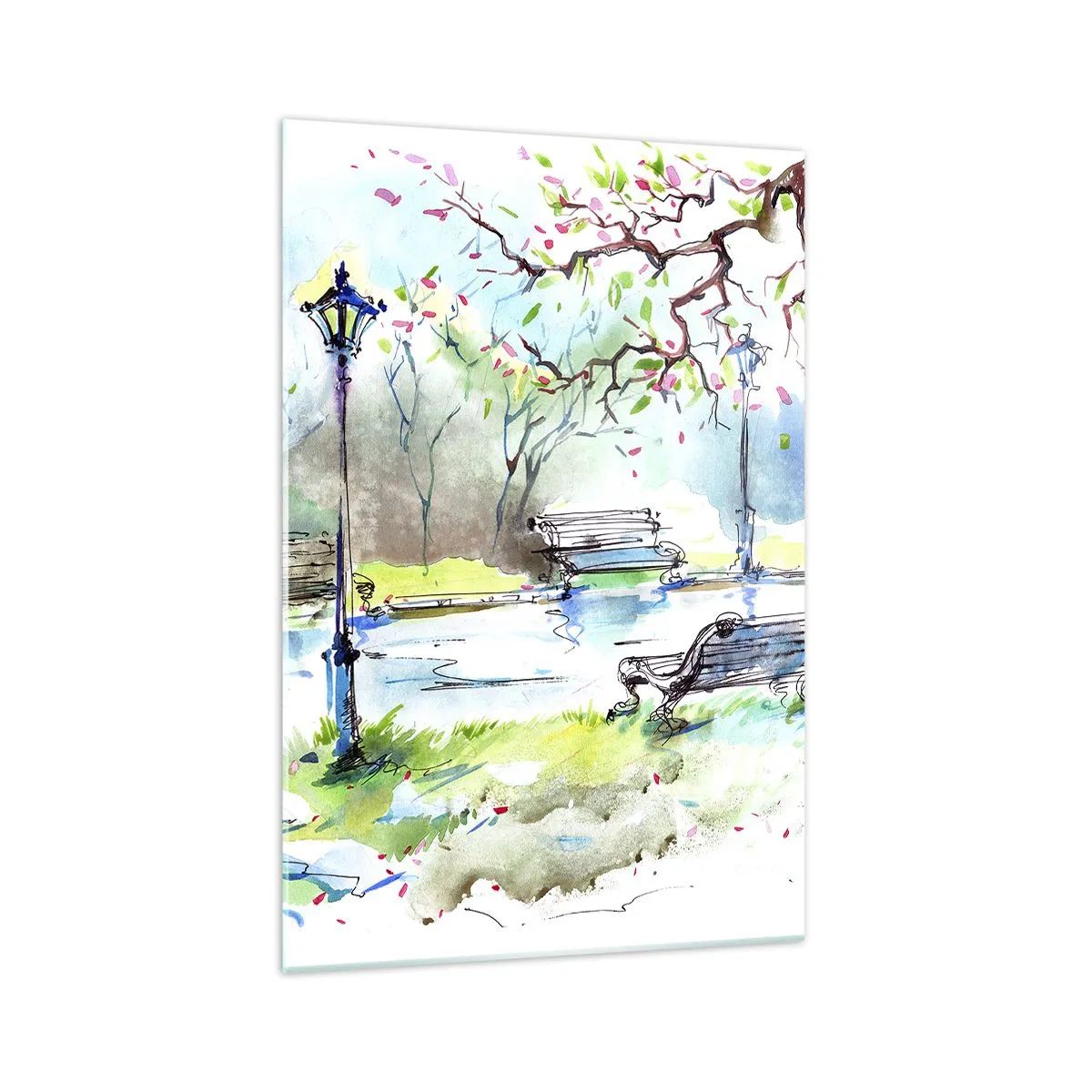 Schilderen op glas - De charme van de stilte van het park - 70x100 cm