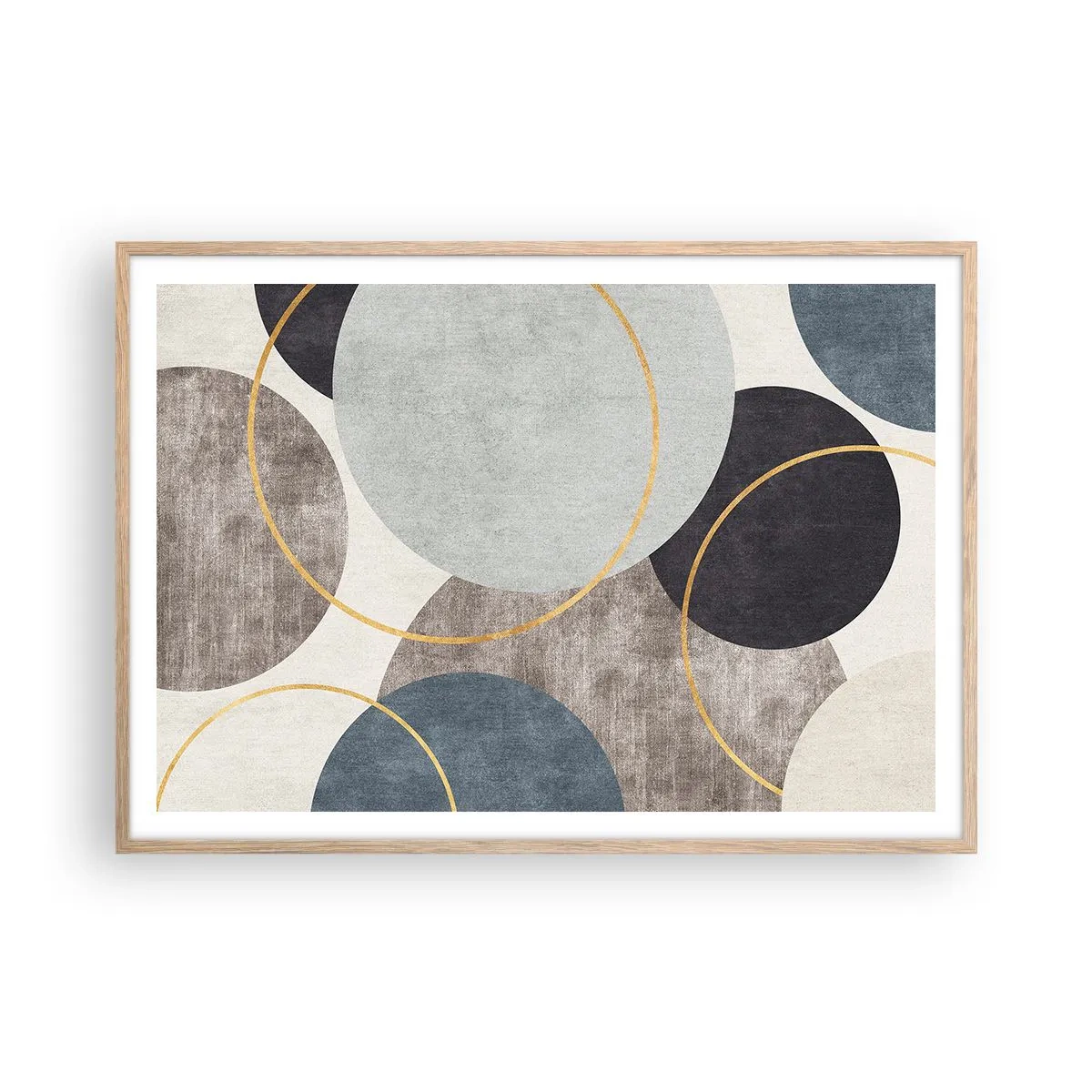 Een poster in een licht eiken lijst - Wiel voor wiel - 100x70 cm