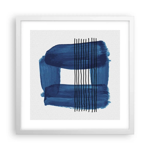Poster in een witte lijst - Blauwe en zwarte compositie - 40x40 cm
