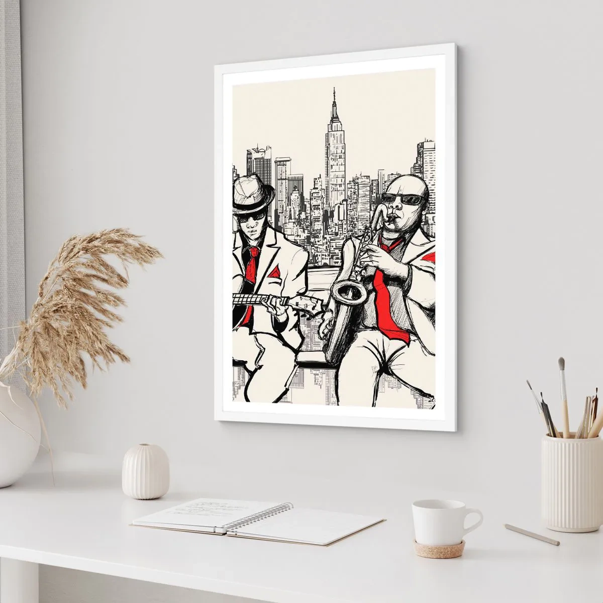Poster in een witte lijst - Improvisatie van New York - 61x91 cm