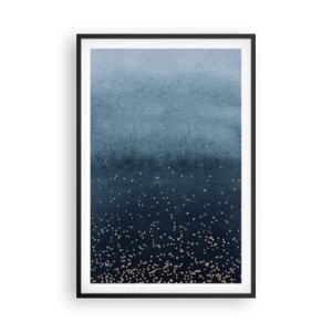 Poster in een zwarte lijst - Samenstelling - blauwe fasen - 61x91 cm