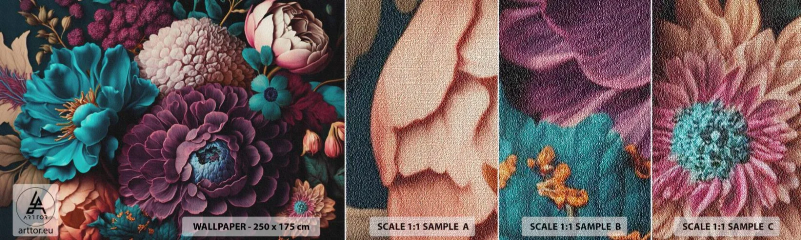 Fotobehang Monster Premium Canvas - Natuur in overvloed - Bloemen, Plantkunde, Vintage - 100x30 cm