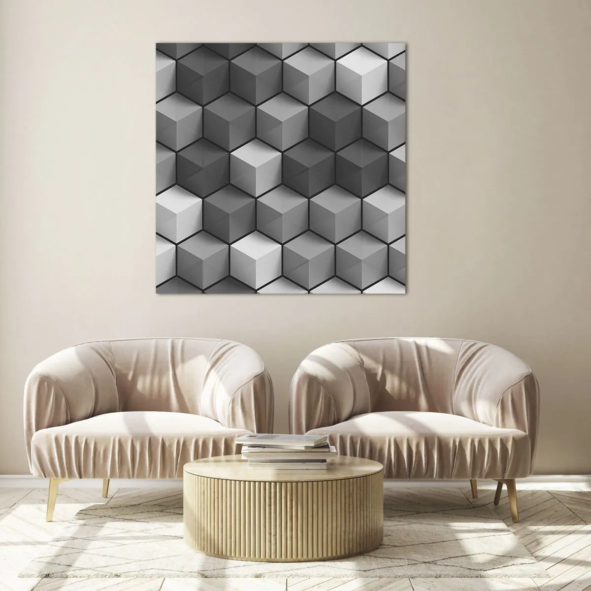 Schilderen op glas - Kubistische puzzel - 60x60 cm