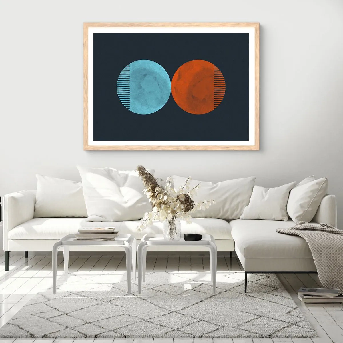 Een poster in een licht eiken lijst - Alleen geometrie? - 100x70 cm