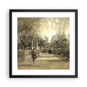 Poster in een zwarte lijst - Een moment gestopt met een veer - 40x40 cm