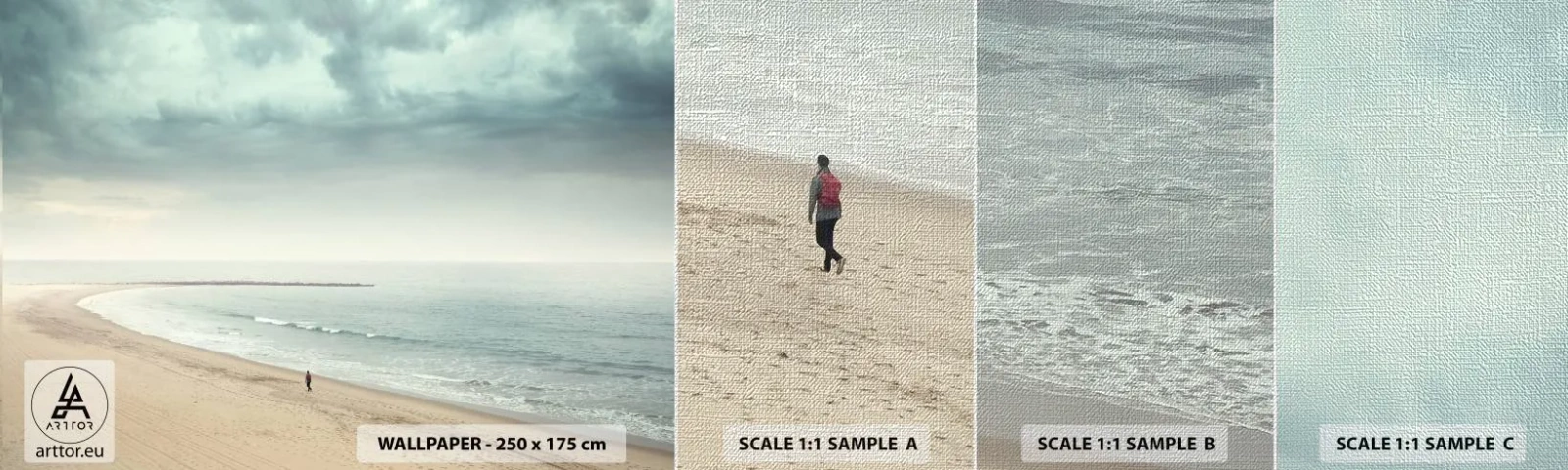 Fotobehang Monster Premium Canvas - op zoek naar vrede - Zee, Strand, Wandeling - 100x30 cm