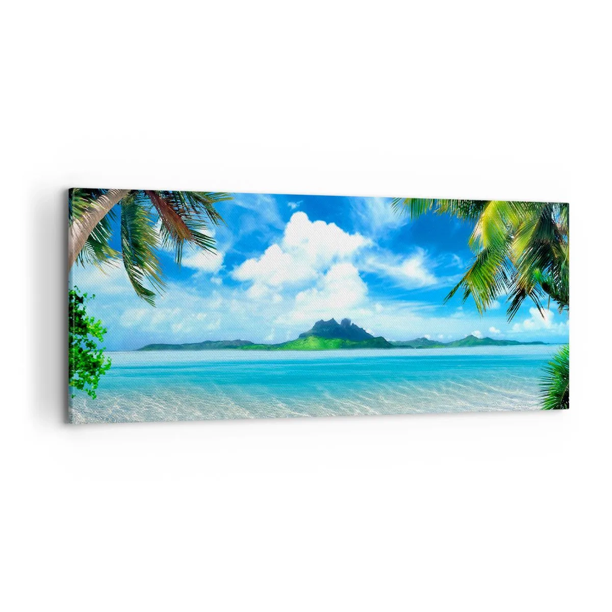 Schilderen op canvas - Het azuur van de tropen - 100x40 cm