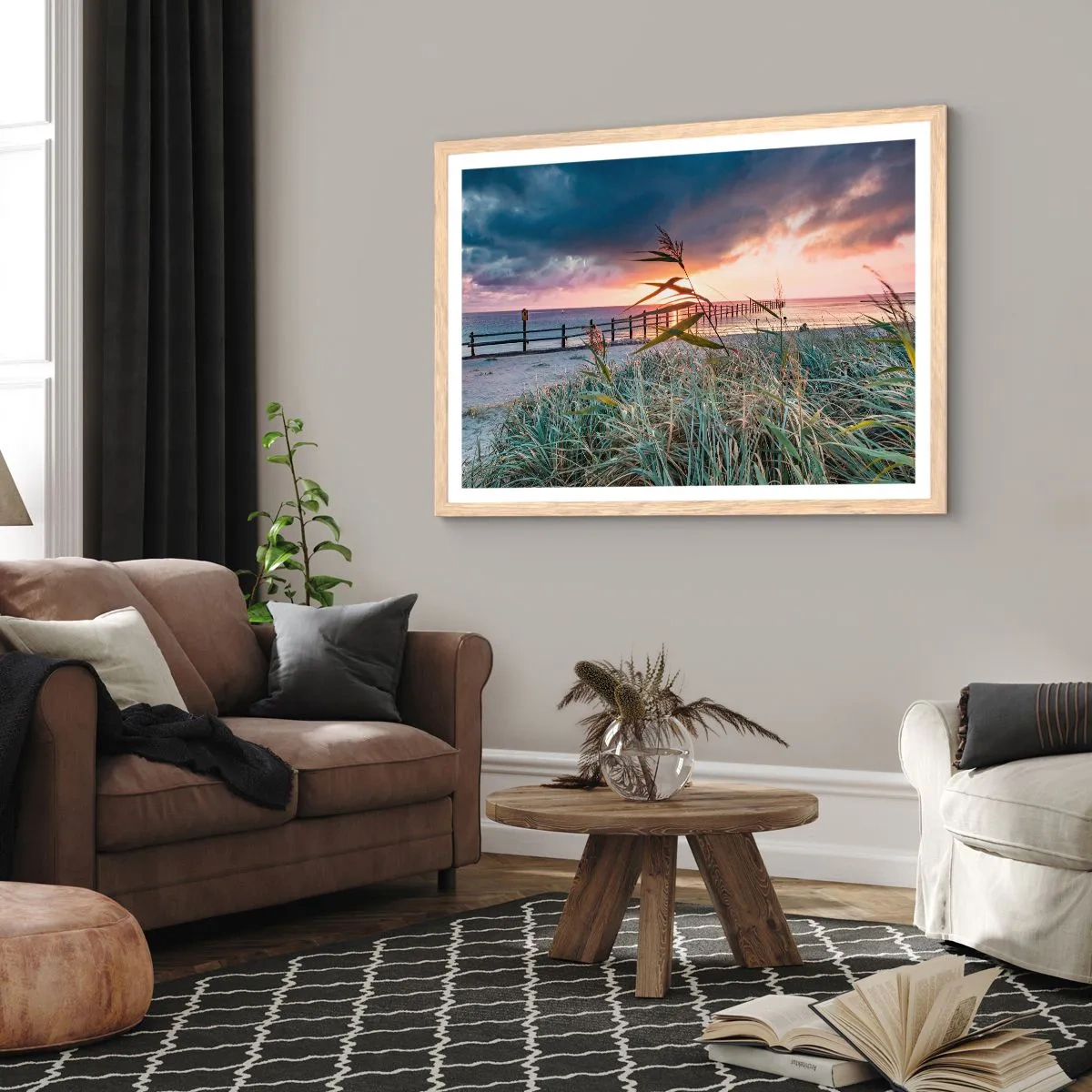 Een poster in een licht eiken lijst - Het gaat niet met de wind mee - 50x40 cm