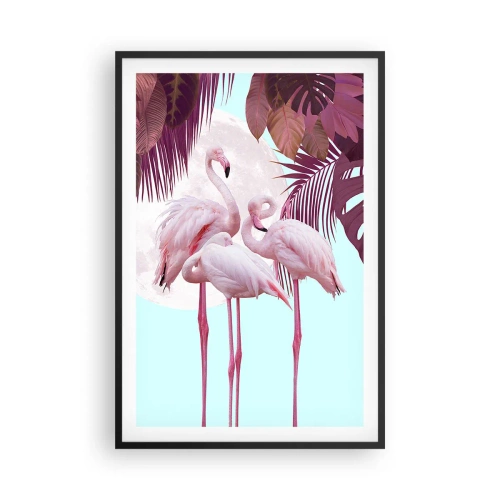 Poster in een zwarte lijst - Drie vogel genaden - 61x91 cm